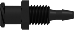 Female Luer Thread Style Panel Mount 1/4-28 UNF to 200 Series Barb 3/32" (2.4 mm) ID Tubing Black Nylon
