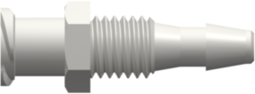 Female Luer Thread Style Panel Mount 1/4-28 UNF to 200 Series Barb 1/8" (3.2 mm) ID Tubing White Nylon