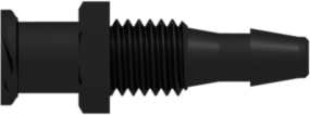 Female Luer Thread Style Panel Mount 1/4-28 UNF to 200 Series Barb 1/8" (3.2 mm) ID Tubing Black Nylon