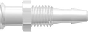 Female Luer Thread Style Panel Mount 1/4-28 UNF to 200 Series Barb 1/8" (3.2 mm) ID Tubing Animal-Free Natural Polypropylene