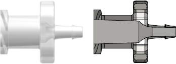 Female Luer Thread Style Smooth Bore to 500 Series Barb 1/16" (1.6 mm) ID Tubing Animal-Free Natural Polypropylene
