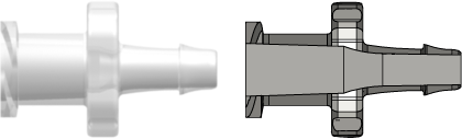 Female Luer Thread Style Smooth Bore to 500 Series Barb 1/8" (3.2 mm) ID Tubing Animal-Free Natural Polypropylene