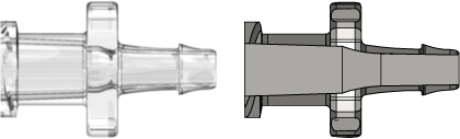 Female Luer Thread Style Smooth Bore to 500 Series Barb 1/8" (3.2 mm) ID Tubing Clear Polycarbonate
