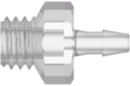 10-32 UNF Thread with 1/4" Hex to 200 Series Barb 1/16" (1.6 mm) ID Tubing Natural Kynar PVDF