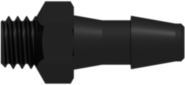 10-32 UNF Thread with 1/4" Hex to 200 Series Barb 1/8" (3.2 mm) ID Tubing Black Nylon