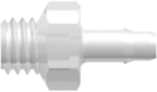 10-32 UNF Thread with 1/4" Hex to 400 Series Barb 3/32" (2.4 mm) ID Tubing Animal-Free Natural Polypropylene
