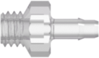 10-32 UNF Thread with 1/4" Hex to 400 Series Barb 3/32" (2.4 mm) ID Tubing  Natural Kynar PVDF