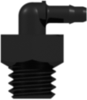 10-32 UNF Thread Elbow with 1/4" Hex to 400 Series Barb 1/16" (1.6 mm) ID Tubing Black Nylon
