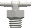 10-32 UNF Thread Tee with 1/4" Hex to 400 Series Barb 1/16" (1.6 mm) ID Tubing White Nylon