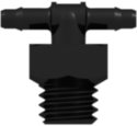 10-32 UNF Thread Tee with 1/4" Hex to 400 Series Barb 1/16" (1.6 mm) ID Tubing Black Nylon