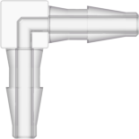 Elbow Tube Fitting with Classic Series Barbs 3/32" (2.4 mm) ID Tubing Natural Kynar PVDF