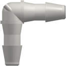 Elbow Tube Fitting with 200 Series Barbs 3/32" (2.4 mm) ID Tubing White Nylon