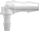 Elbow Reduction Tube Fitting with 200 Series Barbs 3/32" (2.4 mm) and 1/16" (1.6 mm) ID Tubing Animal-Free Natural Polypropylene