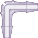 Elbow Tube Fitting with 200 Series Barbs 3/32" (2.4 mm) ID Tubing Rad. Stable Polycarbonate