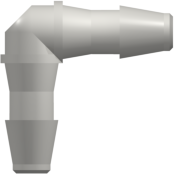 Elbow Tube Fitting with 200 Series Barbs 1/8" (3.2 mm) ID Tubing White Nylon