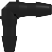 Elbow Tube Fitting with 200 Series Barbs 1/8" (3.2 mm) ID Tubing Black Nylon