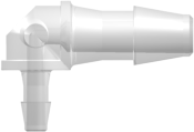 Elbow Reduction Tube Fitting with 200 Series Barbs 1/8" (3.2 mm) and 1/16" (1.6 mm) ID Tubing Animal-Free Natural Polypropylene