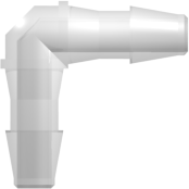 Elbow Tube Fitting with 200 Series Barbs 1/8" (3.2 mm) ID Tubing Animal-Free Natural Polypropylene