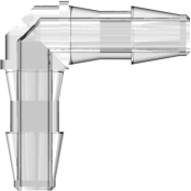 Elbow Tube Fitting with 200 Series Barbs 1/8" (3.2 mm) ID Tubing Clear Polycarbonate
