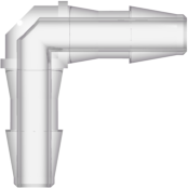 Elbow Tube Fitting with 200 Series Barbs 1/8" (3.2 mm) ID Tubing Natural Kynar PVDF