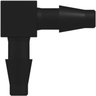 Elbow Tube Fitting with Classic Series Barbs 1/8" (3.2 mm) ID Tubing Black Nylon