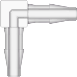 Elbow Tube Fitting with Classic Series Barbs 5/32" (4.0 mm) ID Tubing Natural Kynar PVDF