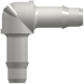 Elbow Tube Fitting with 400 Series Barbs 1/16" (1.6 mm) ID Tubing White Nylon
