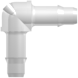 Elbow Tube Fitting with 400 Series Barbs 1/16" (1.6 mm) ID Tubing Animal-Free Natural Polypropylene