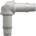 Elbow Tube Fitting with 400 Series Barbs 3/32" (2.4 mm) ID Tubing White Nylon