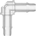 Elbow Tube Fitting with 400 Series Barbs 3/32" (2.4 mm) ID Tubing Natural Kynar PVDF