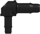 Elbow Reduction Tube Fitting with 400 Series Barbs 1/8" (3.2 mm) and 3/32" (2.4 mm) ID Tubing Black Nylon