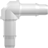 Elbow Tube Fitting with 400 Series Barbs 1/8" (3.2 mm) ID Tubing Animal-Free Natural Polypropylene