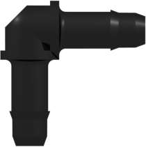Elbow Tube Fitting with 400 Series Barbs 5/32" (4.0 mm) ID Tubing Black Nylon