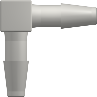 Elbow Tube Fitting with Classic Series Barbs 1/4" (6.4 mm) ID Tubing White Nylon