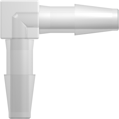 Elbow Connector with Classic Series Barbs 1/4" (6.4 mm) ID Tubing Animal-Free Natural Polypropylene