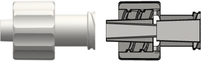 Male Luer Integral Lock Ring to Female Luer Thread Style Coupler White Nylon