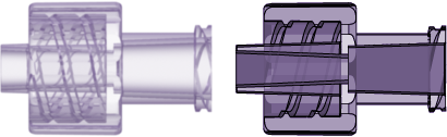 Male Luer Integral Lock Ring to Female Luer Thread Style Coupler Rad. Stable Polycarbonate