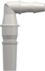Male Luer to 200 Series Barb Elbow 3/32" (2.4 mm) ID Tubing (May be used with separate rotating lock ring; FSLLR) White Nylon