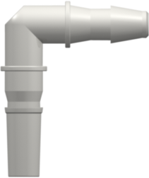Male Luer to 200 Series Barb Elbow 1/8" (3.2 mm) ID Tubing (May be used with separate rotating lock ring; FSLLR) White Nylon