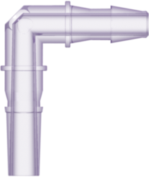 Male Luer to 200 Series Barb Elbow 1/8" (3.2 mm) ID Tubing (May be used with separate rotating lock ring; FSLLR) Rad. Stable Polycarbonate