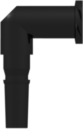 Male Luer to Female Luer Thread Style Elbow (May be used with separate rotating lock ring; FSLLR) Black Nylon