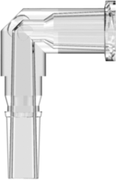 Male Luer to Female Luer Thread Style Elbow (May be used with separate rotating lock ring; FSLLR) Clear Polycarbonate