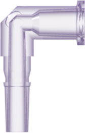 Male Luer to Female Luer Thread Style Elbow (May be used with separate rotating lock ring; FSLLR) Radiation Stable Polycarbonate