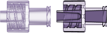 Male Luer Integral Lock Ring to Female Luer Thread Style Plug Rad. Stable Polycarbonate