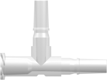 Male Luer (2) to Female Luer Thread Style Tee (May be used with separate rotating lock ring; FSLLR) Animal-Free Natural Polypropylene