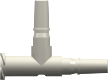 Male Luer (2) to Female Luer Thread Style Tee (May be used with separate rotating lock ring; FSLLR) White ABS