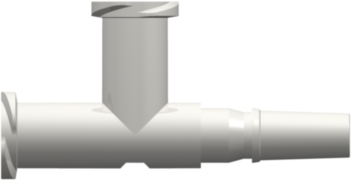 Female Luer Thread Style (2) to Male Luer Tee (May be used with separate rotating lock ring; FSLLR) White Nylon