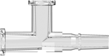 Female Luer Thread Style (2) to Male Luer Tee (May be used with separate rotating lock ring; FSLLR) Clear Polycarbonate