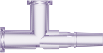 Female Luer Thread Style (2) to Male Luer Tee (May be used with separate rotating lock ring; FSLLR) Rad. Stable Polycarbonate