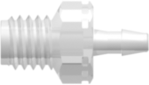 M5x.8 Thread with 1/4" Hex to 200 Series Barb 1/16" (1.6 mm) ID Tubing Animal-Free Natural Polypropylene
